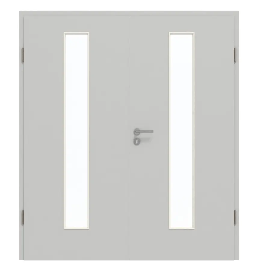 GARANT drzwi dwuskrzydłowe z ościeżnicą D92-60 Dove Grey Resopal z przeszkleniem LA-4 na środku