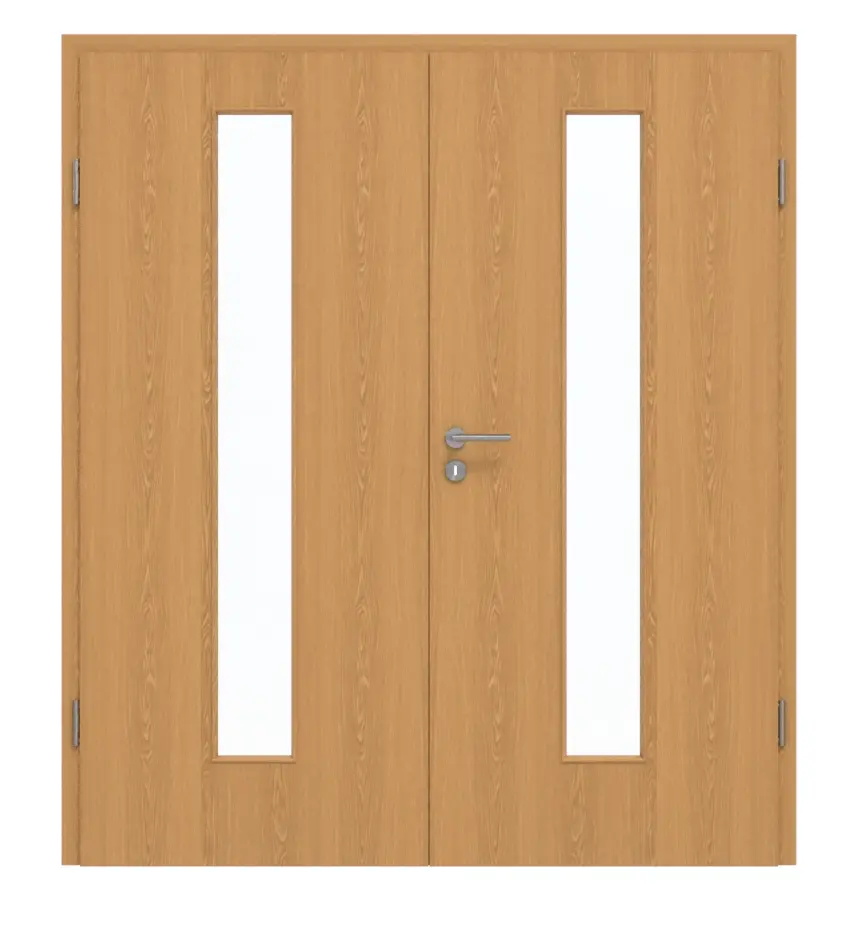 GARANT drzwi dwuskrzydłowe z ościeżnicą dąb premium CePaL z przeszkleniem LA-4 na środku