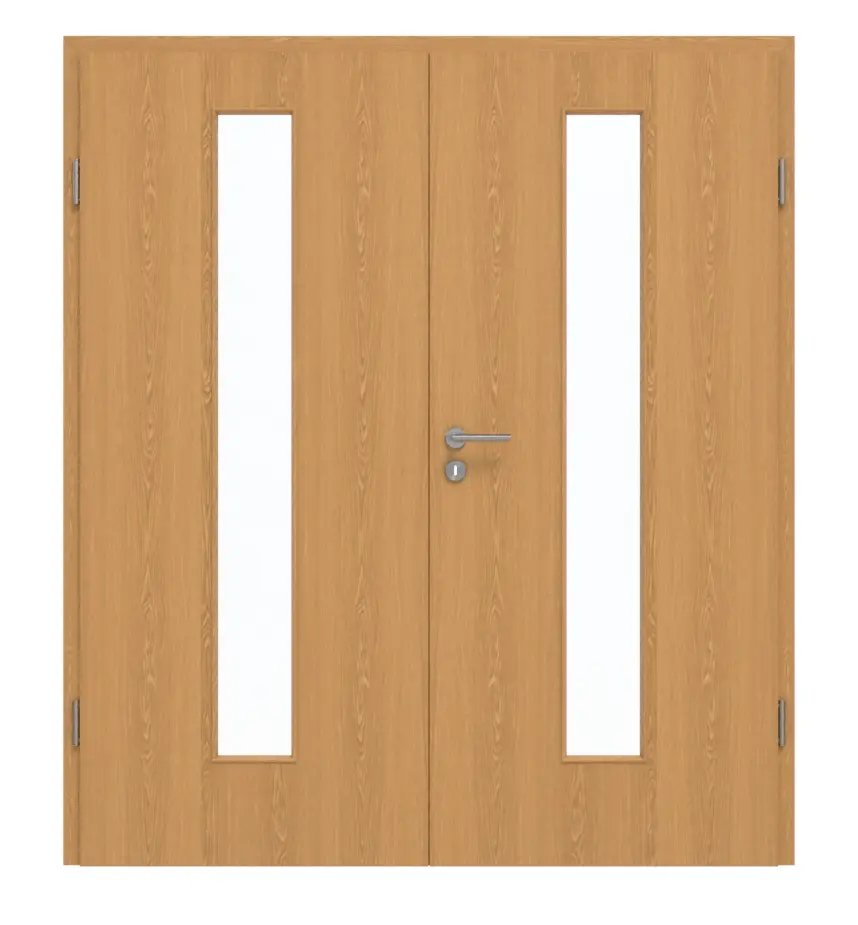 GARANT drzwi dwuskrzydłowe z ościeżnicą dąb Premium GCK08 z przeszkleniem LA-4 na środku