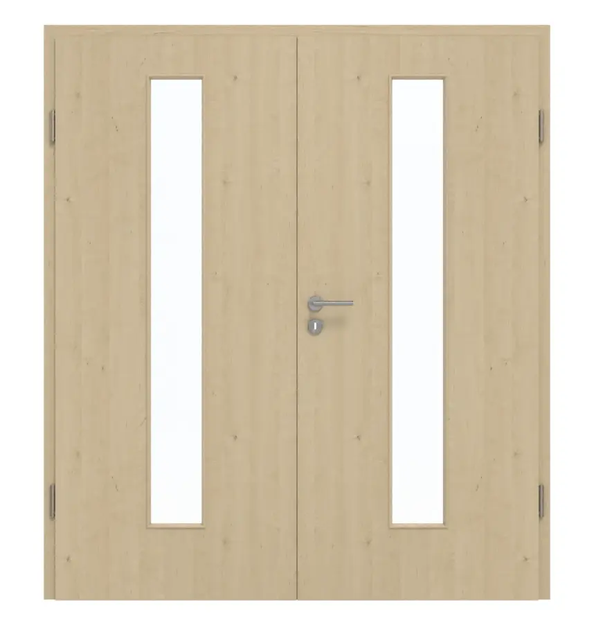 GARANT Drzwi dwuskrzydłowe wraz z ościeżnicą, naturalny klon GCK08 z przeszkleniem LA-4 na środku