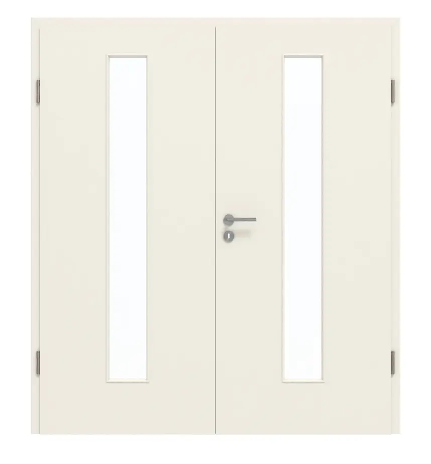 GARANT drzwi 2-skrzydłowe w zestawie z ościeżnicą biały lakier 9010 CePaL z przeszkleniem LA-4 na środku