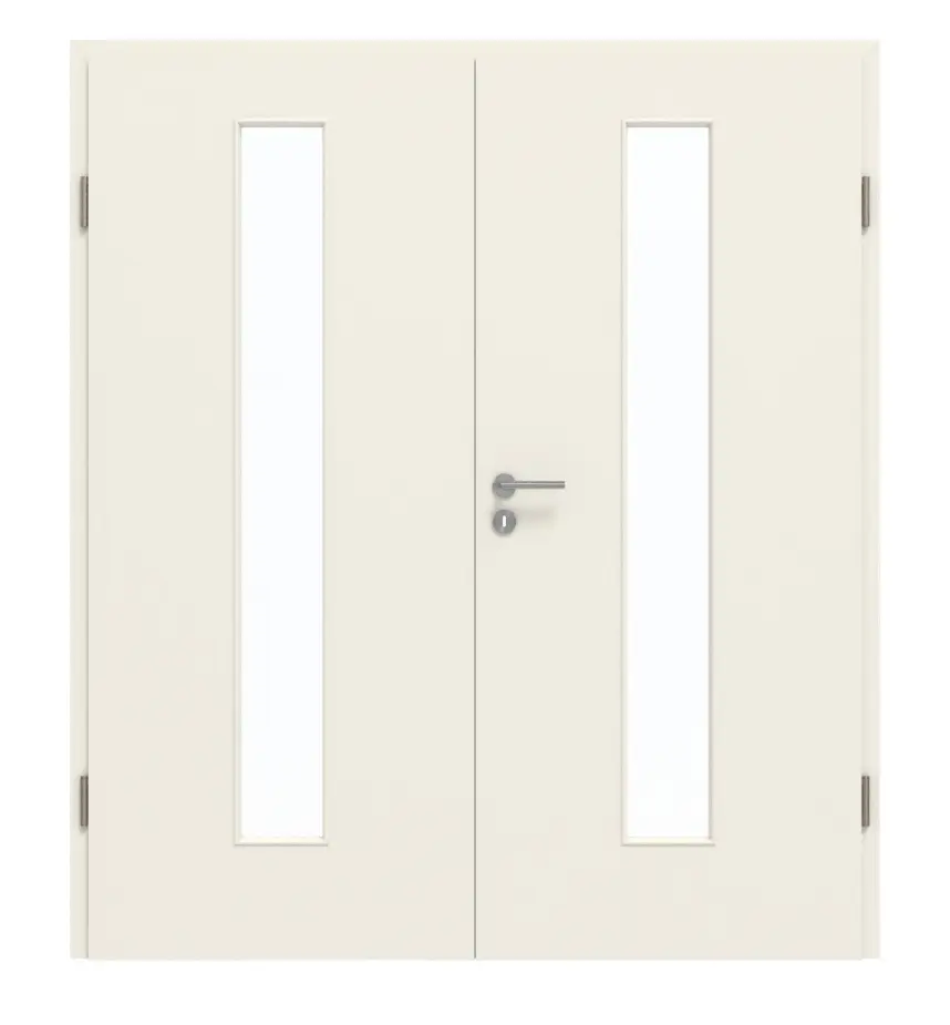 GARANT drzwi dwuskrzydłowe z ościeżnicą biały lakier 9010 GHK08 z przeszkleniem LA-4 na środku