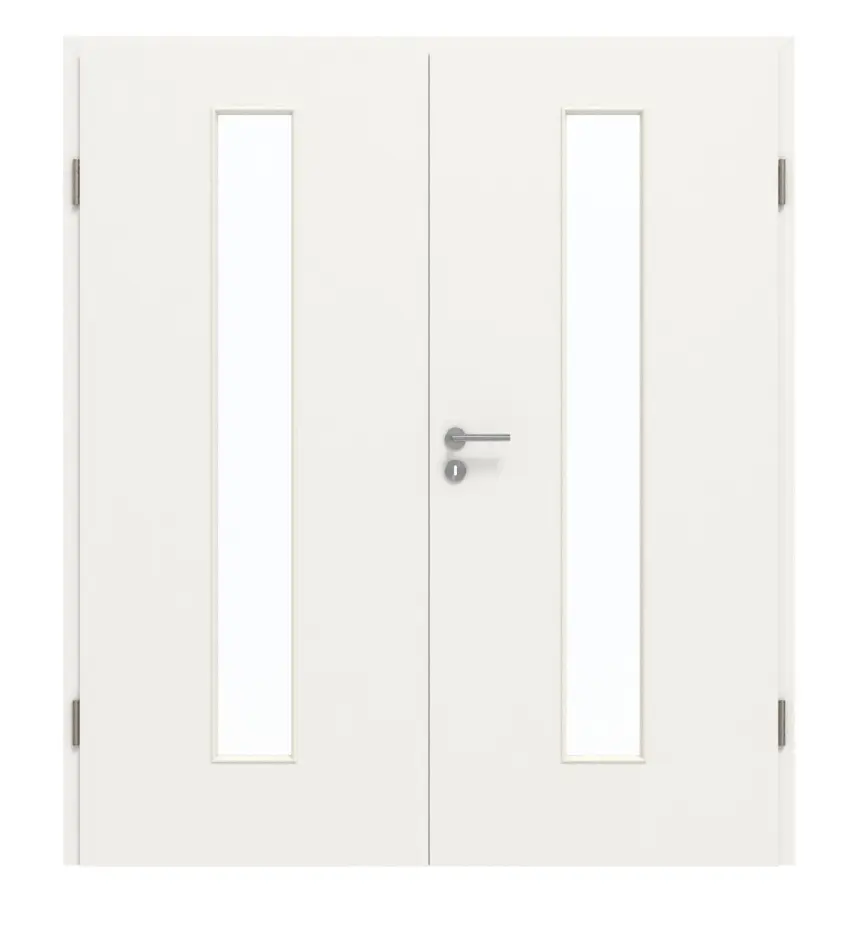 GARANT drzwi dwuskrzydłowe wraz z ościeżnicą biały lakier 9016 GHK08 z przeszkleniem LA-4 na środku