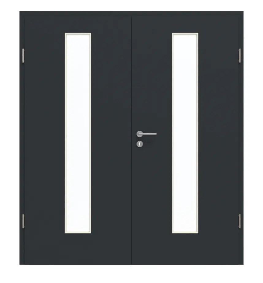GARANT Drzwi podwójne wraz z ościeżnicą U12000SD Vulkanschwarz GHK08 z przeszkleniem LA-4 centralnie