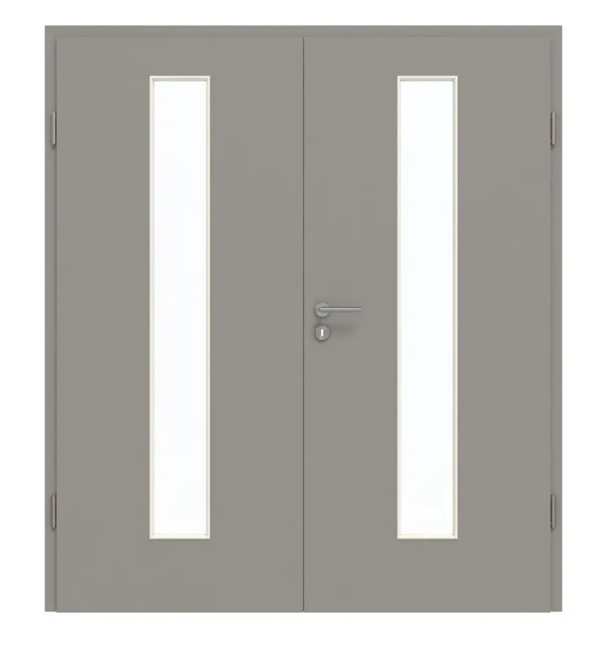 GARANT drzwi dwuskrzydłowe z ościeżnicą U12115SD szary platynowy GHK08 z przeszkleniem LA-4 na środku