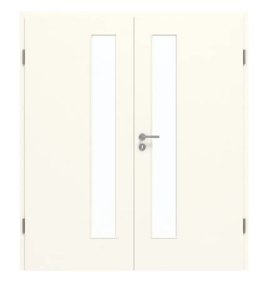 GARANT drzwi dwuskrzydłowe wraz z ościeżnicą 0105-60 Pearl White CePaL z przeszkleniem LA-4 po stronie zamka