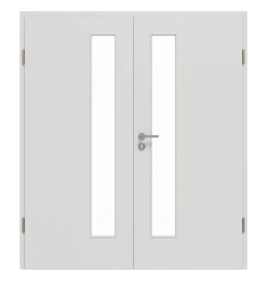 GARANT Drzwi dwuskrzydłowe wraz z ościeżnicą 0160-60 Silver Grey CePaL z przeszkleniem LA-4 po stronie zamka