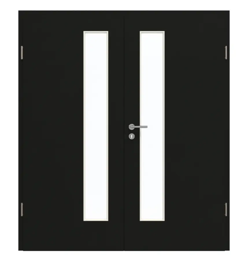 GARANT drzwi dwuskrzydłowe z ościeżnicą 0901-60 Black Resopal z przeszkleniem LA-4 po stronie zamka