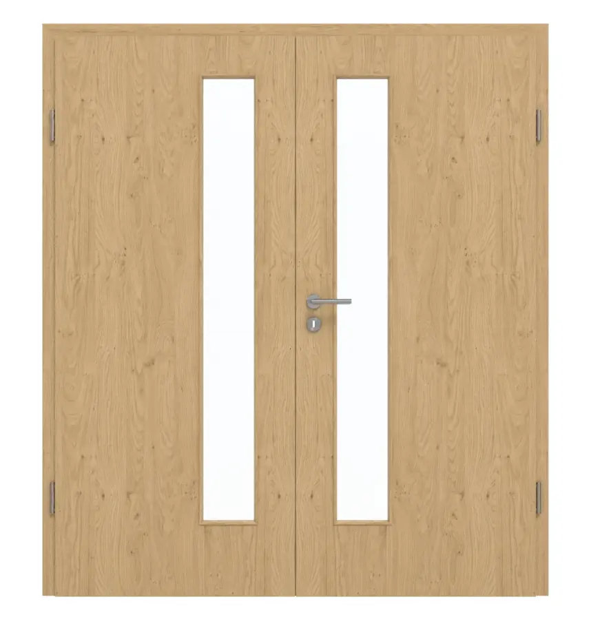 GARANT drzwi dwuskrzydłowe z ościeżnicą Authentic Asteiche CePaL z przeszkleniem LA-4 po stronie zamka