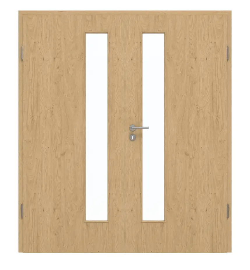 GARANT drzwi dwuskrzydłowe z ościeżnicą Authentic Asteiche GCK08 z przeszkleniem LA-4 po stronie zamka