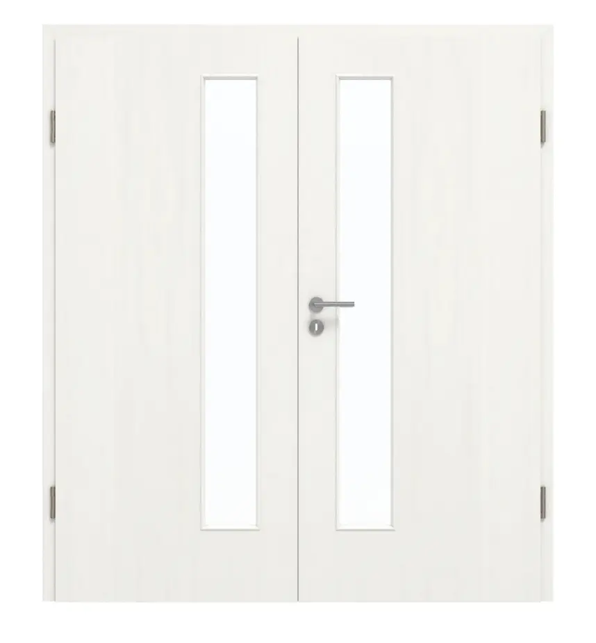 GARANT drzwi dwuskrzydłowe z ościeżnicą Authentic Bianco CePaL z przeszkleniem LA-4 po stronie zamka