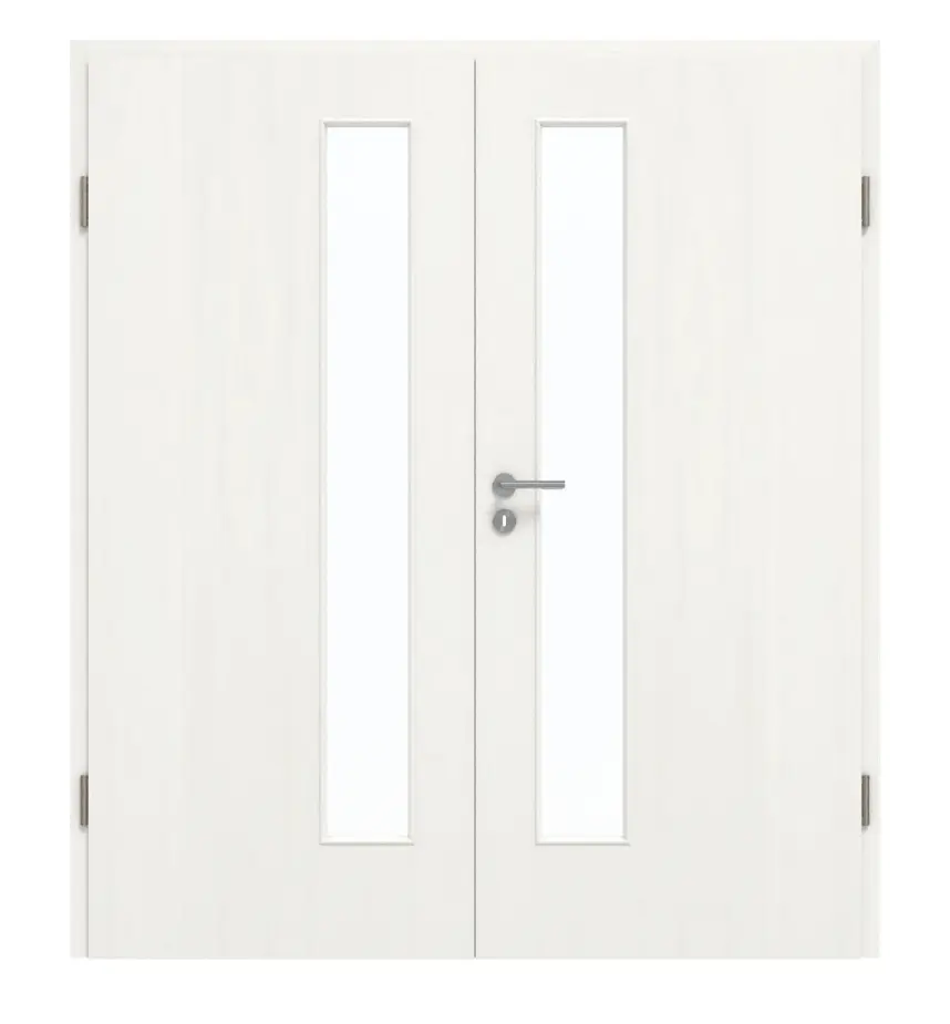 GARANT drzwi dwuskrzydłowe z ościeżnicą Authentic Bianco GCK08 z przeszkleniem LA-4 po stronie zamka
