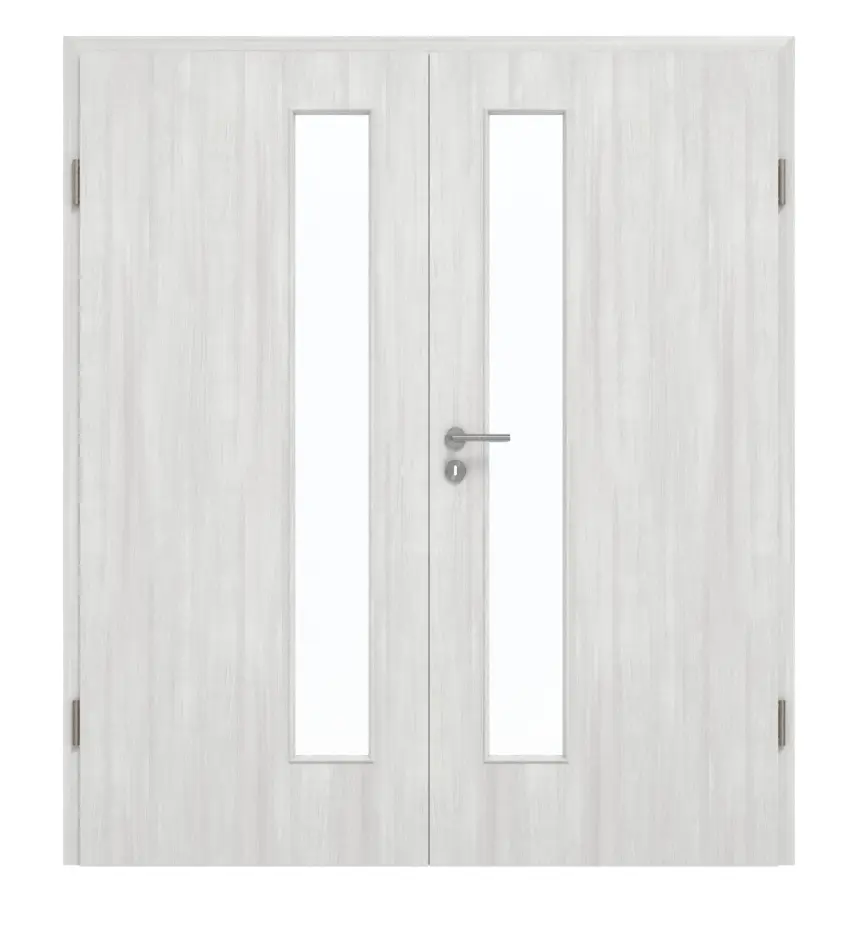 GARANT drzwi dwuskrzydłowe z ościeżnicą Authentic Grigio GCK08 z przeszkleniem LA-4 od strony zamka