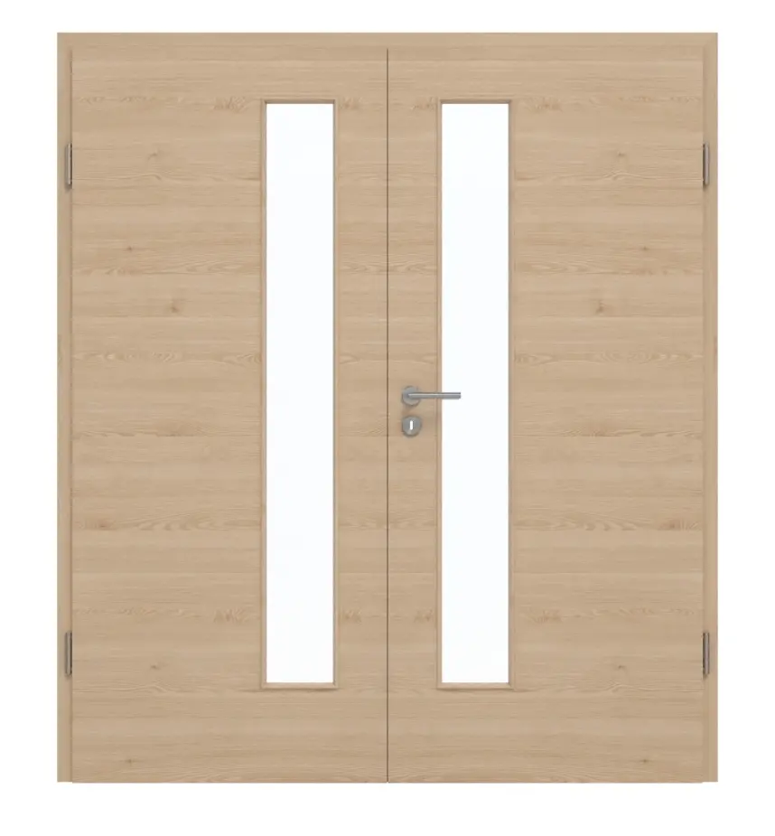 GARANT Drzwi dwuskrzydłowe z ościeżnicą, authentic agat, układ poprzeczny, GCK08, z przeszkleniem LA-4 po stronie zamka