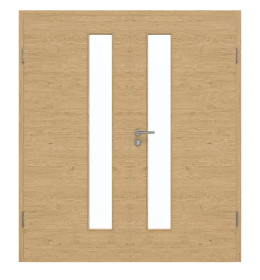 GARANT Drzwi dwuskrzydłowe z ościeżnicą, authentic dąb sękaty, układ poprzeczny, CePaL, z przeszkleniem LA-4 po stronie zamka