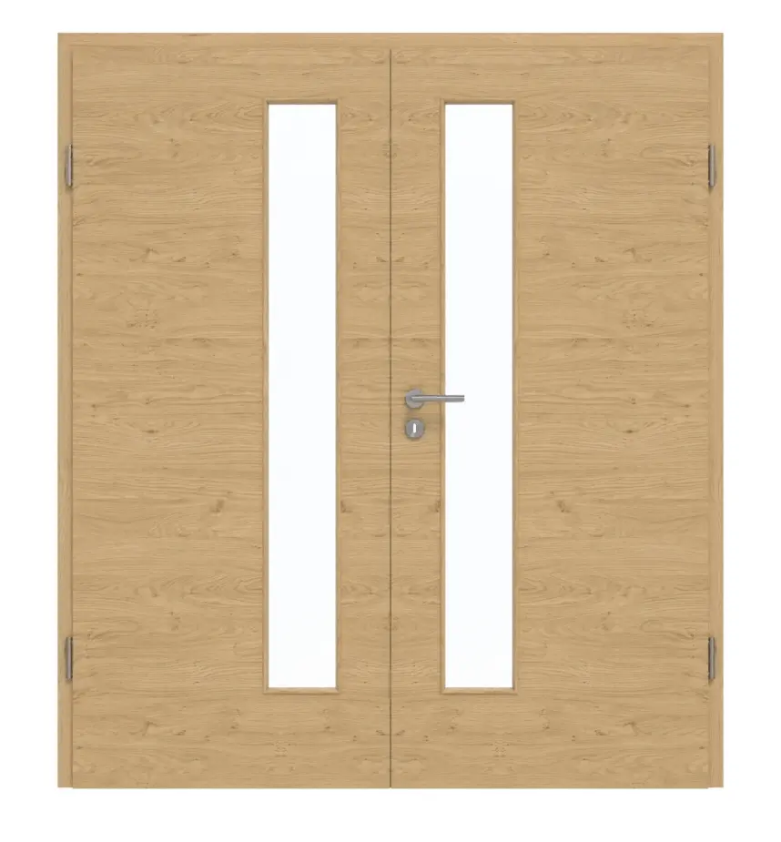 GARANT Drzwi dwuskrzydłowe z ościeżnicą, authentic dąb sękaty, układ poprzeczny, GCK08, z przeszkleniem LA-4 po stronie zamka