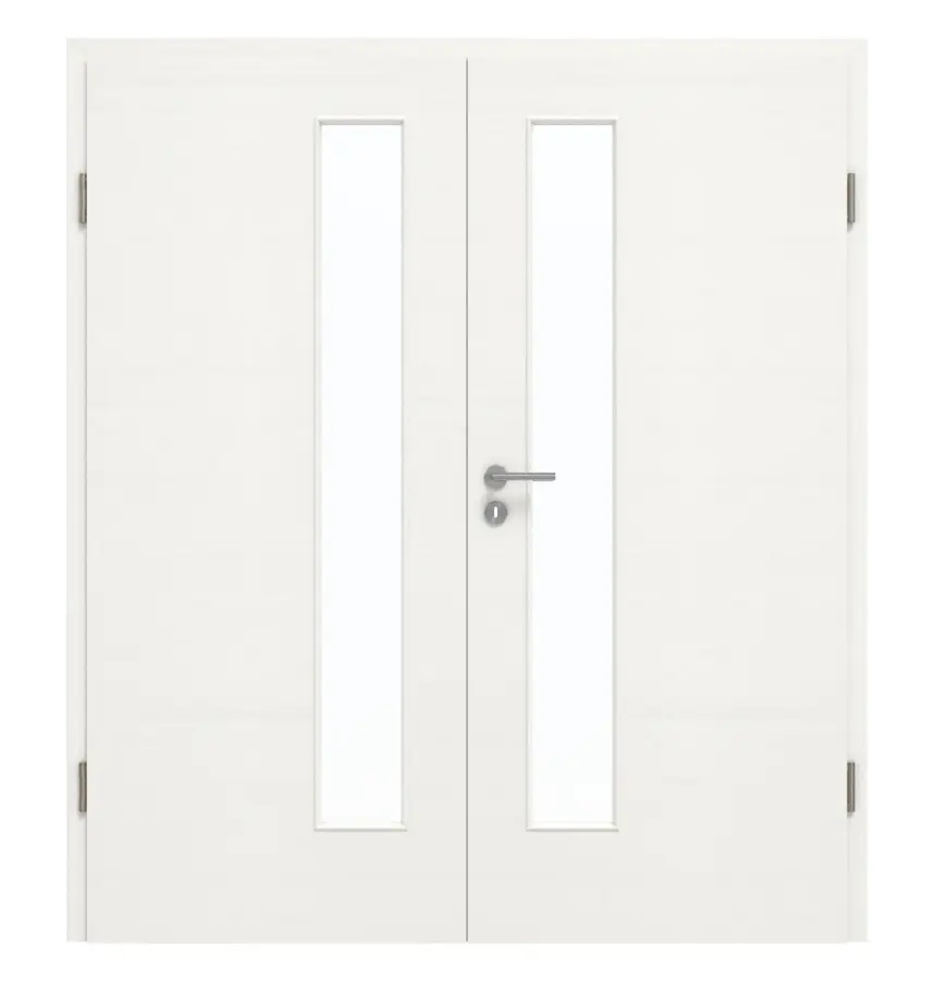 GARANT Drzwi dwuskrzydłowe z ościeżnicą Quer Authentic Bianco CePaL z przeszkleniem LA-4 po stronie zamka
