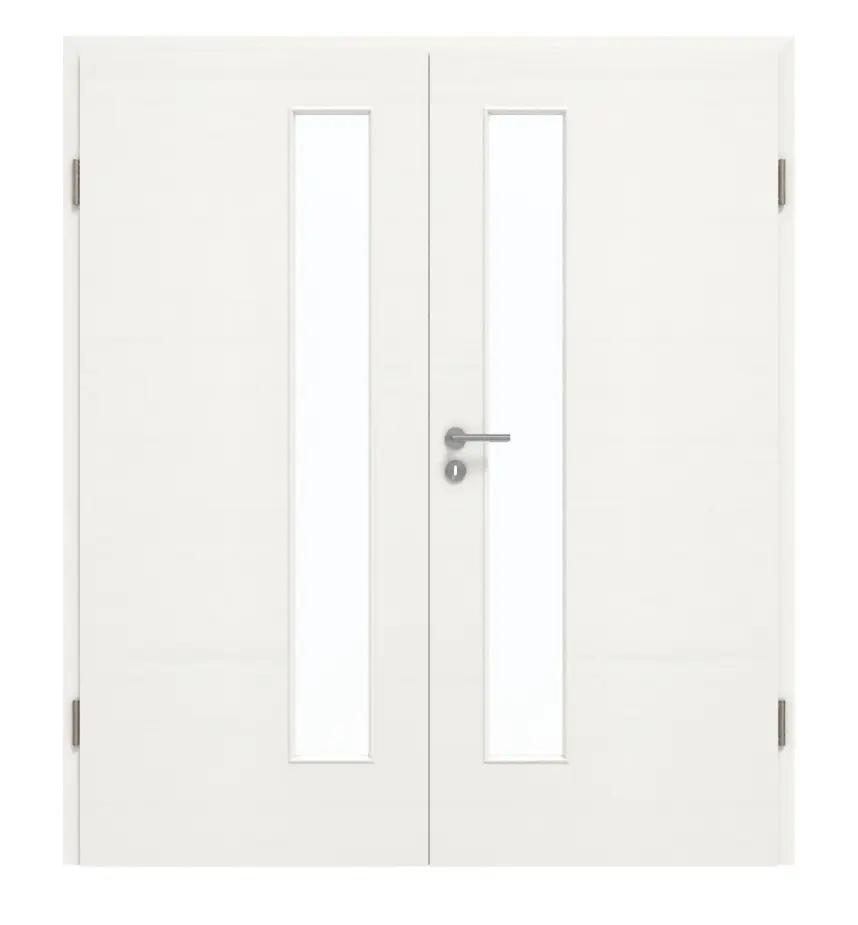 GARANT Drzwi dwuskrzydłowe z ościeżnicą Quer Authentic Bianco GCK08 z przeszkleniem LA-4 po stronie zamka