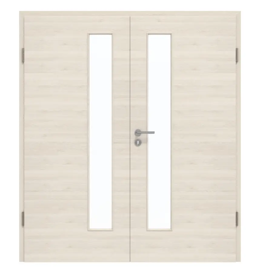 GARANT Drzwi dwuskrzydłowe z ościeżnicą Quer Authentic Perl GCK08 z przeszkleniem LA-4 po stronie zamka