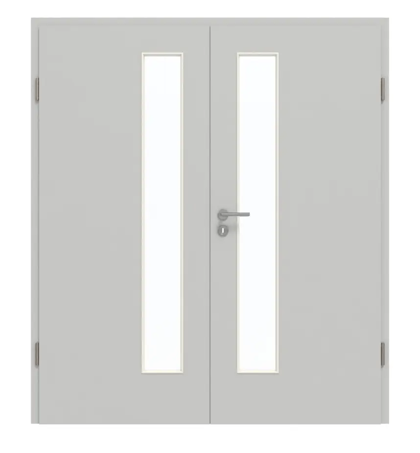GARANT drzwi dwuskrzydłowe z ościeżnicą D92-60 Dove Grey Resopal z przeszkleniem LA-4 od strony zamka