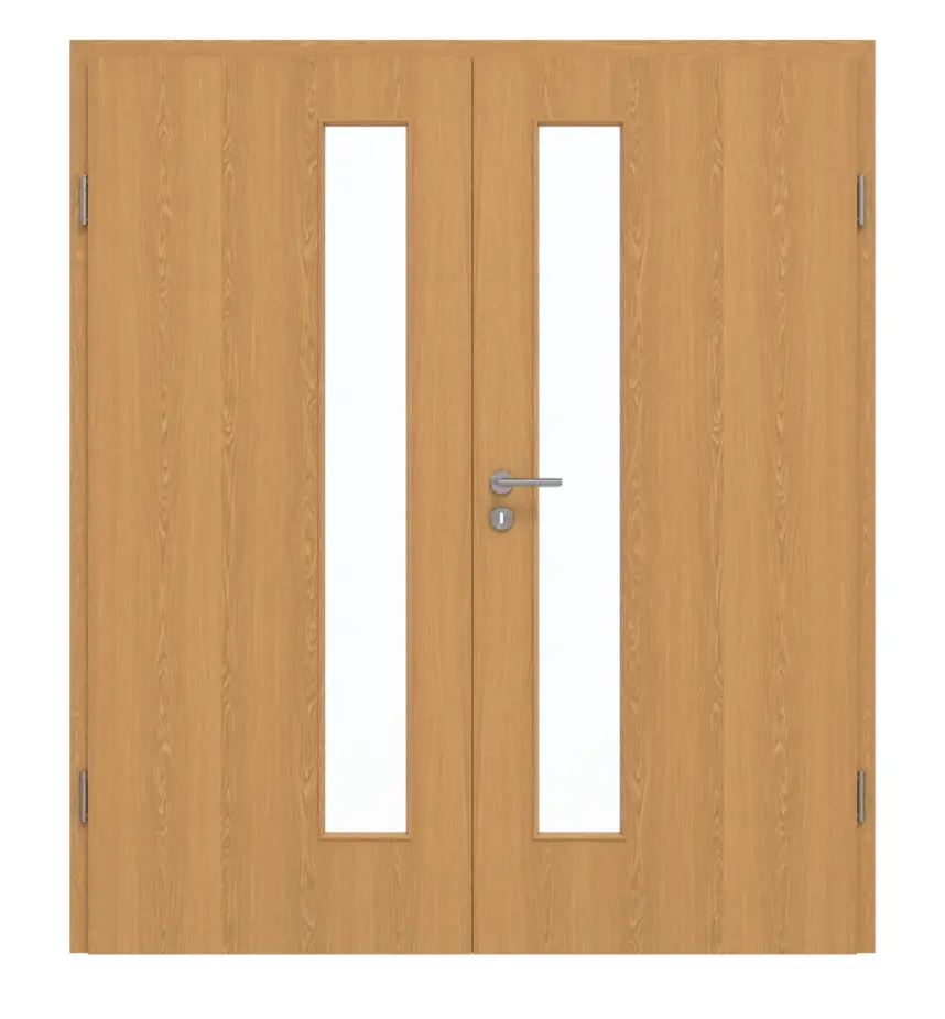 GARANT drzwi dwuskrzydłowe w zestawie z ościeżnicą dąb Premium GCK08 z przeszkleniem LA-4 od strony zamka