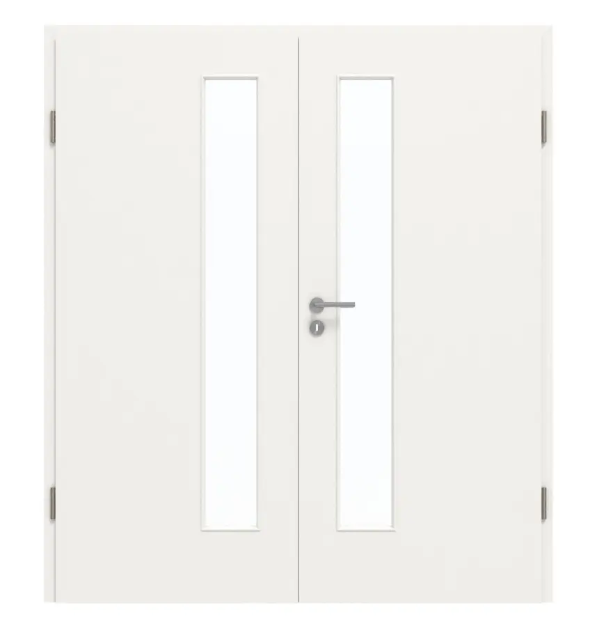 GARANT Drzwi dwuskrzydłowe wraz z ościeżnicą, biały lakier 9016, z przeszkleniem LA-4 po stronie zamka