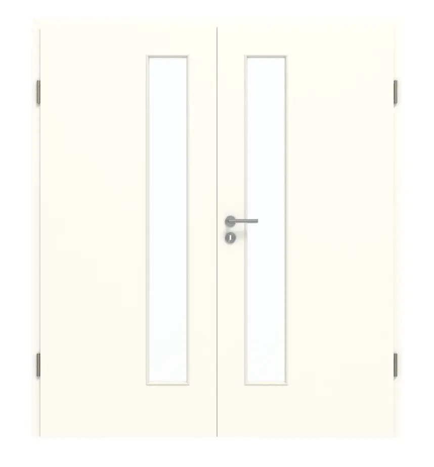 GARANT drzwi dwuskrzydłowe wraz z ościeżnicą U11026SD biel kryształowa GHK08 z przeszkleniem LA-4 od strony zamka