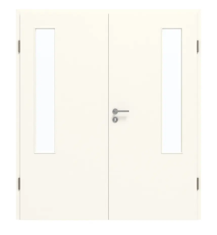 GARANT drzwi dwuskrzydłowe wraz z ościeżnicą 0105-60 Pearl White CePaL z przeszkleniem LA-5 po stronie zawiasów