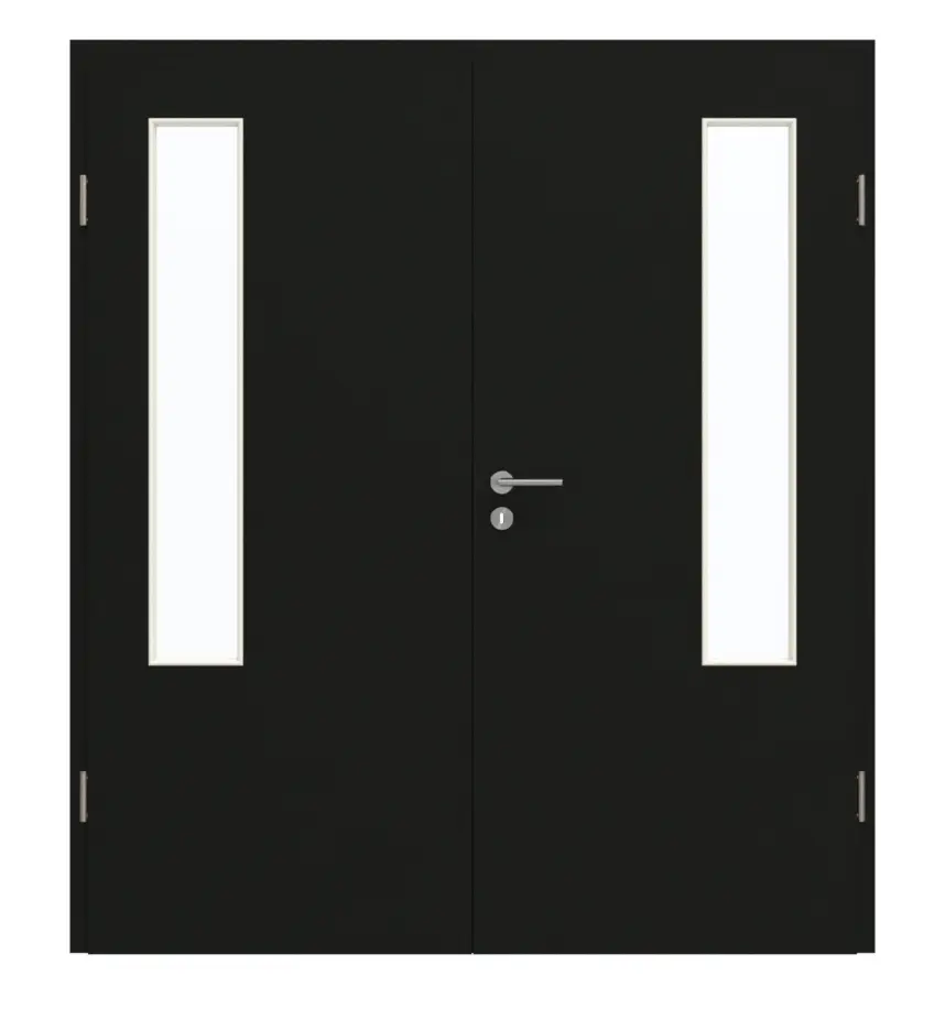 GARANT drzwi dwuskrzydłowe z ościeżnicą 0901-60 Black Resopal z przeszkleniem LA-5 po stronie zawiasów