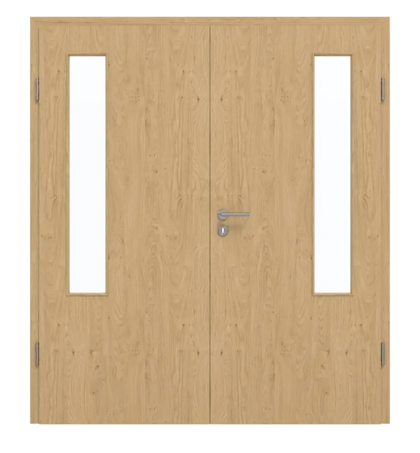 Frontansicht von GARANT Doppelflügeltür inkl. Zarge Authentic Asteiche CPL mit Lichtausschnitt LA-5 bandseitig