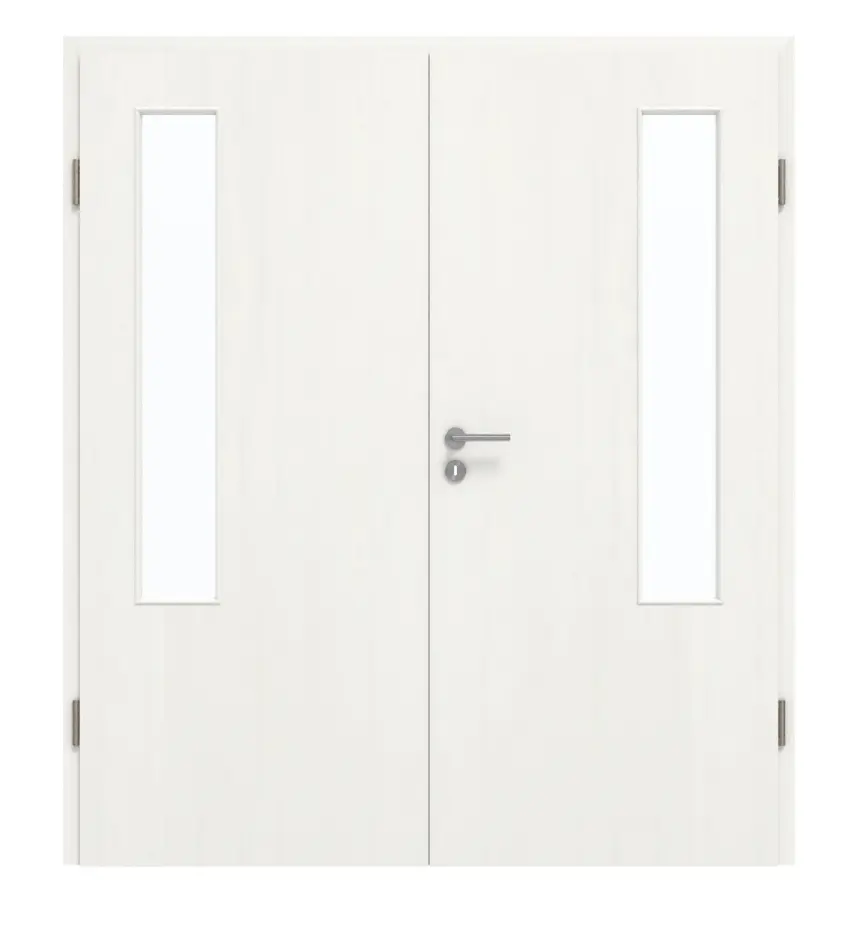 GARANT drzwi dwuskrzydłowe z ościeżnicą Authentic Bianco GCK08 z przeszkleniem LA-5 po stronie zawiasów