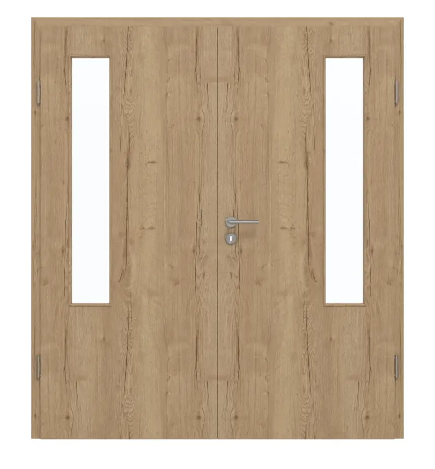GARANT drzwi 2-skrzydłowe z ościeżnicą Authentic dąb szczelinowy CePaL z przeszkleniem LA-5 po stronie zawiasów