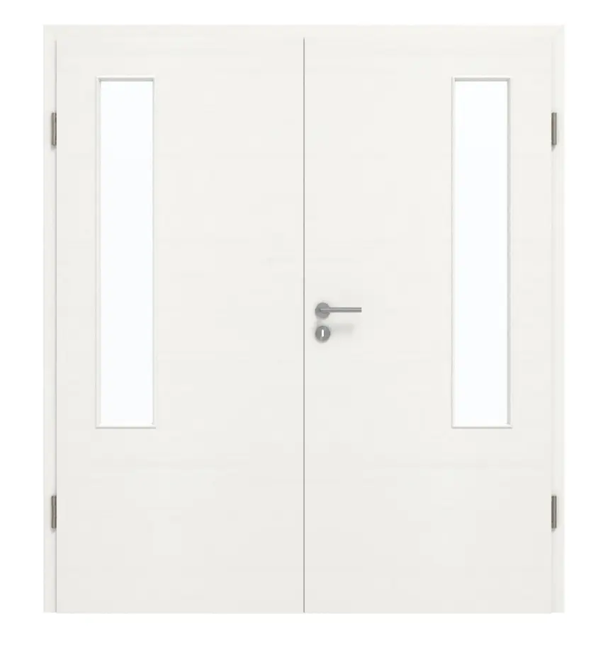 GARANT Drzwi dwuskrzydłowe z ościeżnicą Quer Authentic Bianco CePaL z przeszkleniem LA-5 po stronie zawiasów