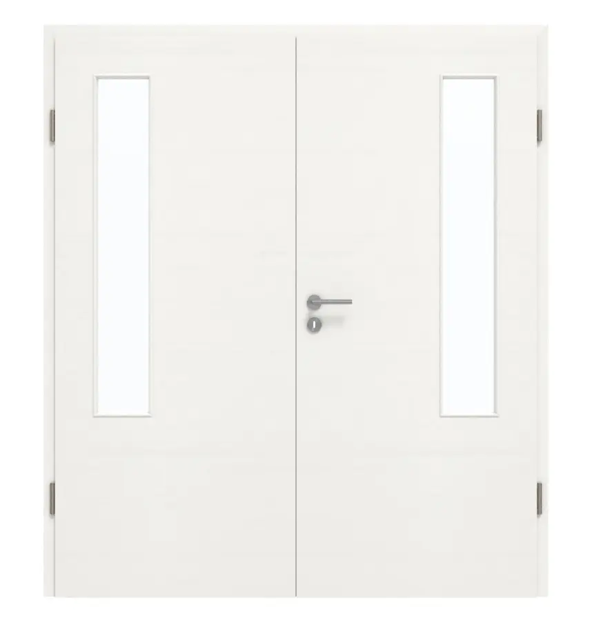 GARANT Drzwi dwuskrzydłowe z ościeżnicą Quer Authentic Bianco GCK08 z przeszkleniem LA-5 po stronie zawiasów