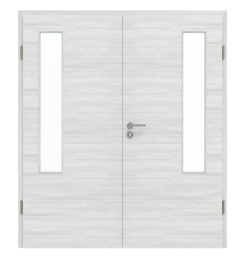 GARANT Drzwi dwuskrzydłowe z ościeżnicą Quer Authentic Grigio GCK08 z przeszkleniem LA-5 po stronie zawiasów