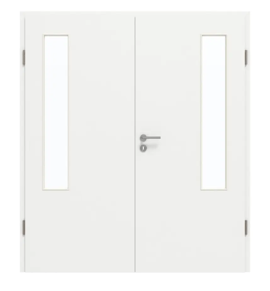 GARANT drzwi dwuskrzydłowe w tym ościeżnica D354-60 Designer White Resopal z przeszkleniem LA-5 po stronie zawiasów