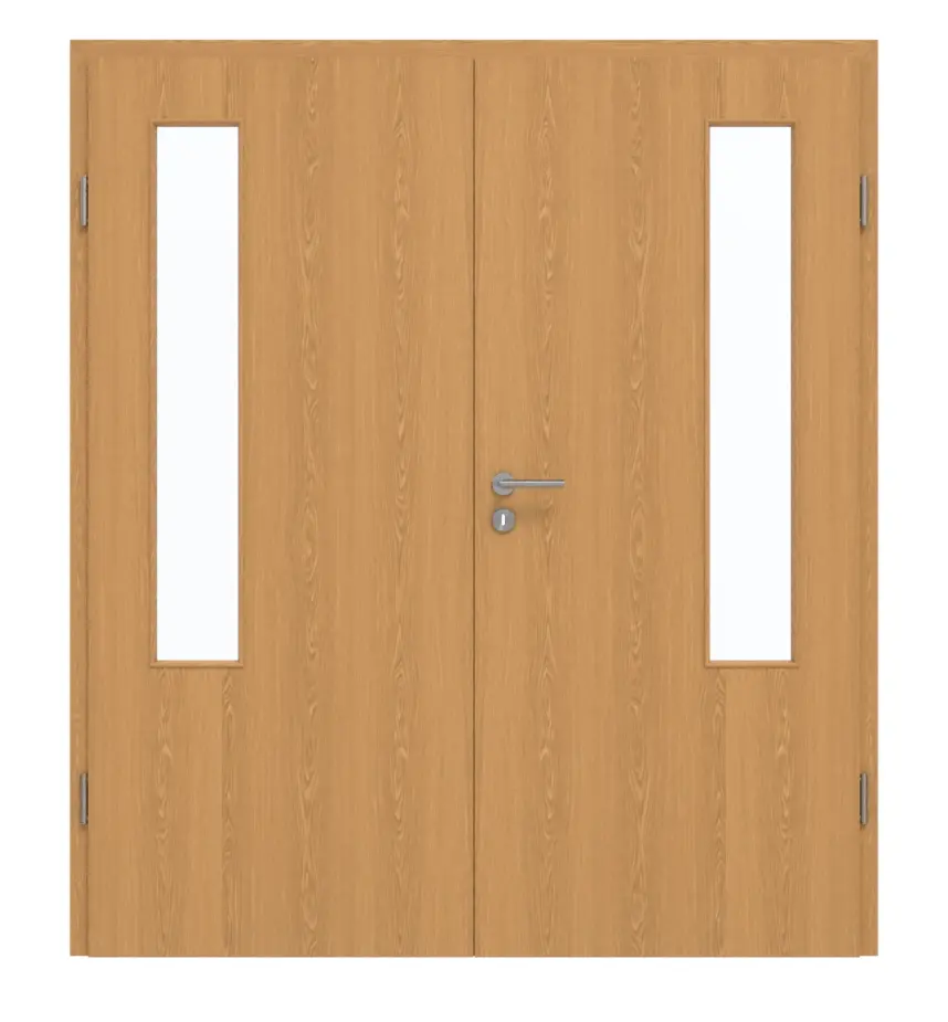 GARANT drzwi dwuskrzydłowe z ościeżnicą dąb Premium GCK08 z przeszkleniem LA-5 po stronie zawiasów