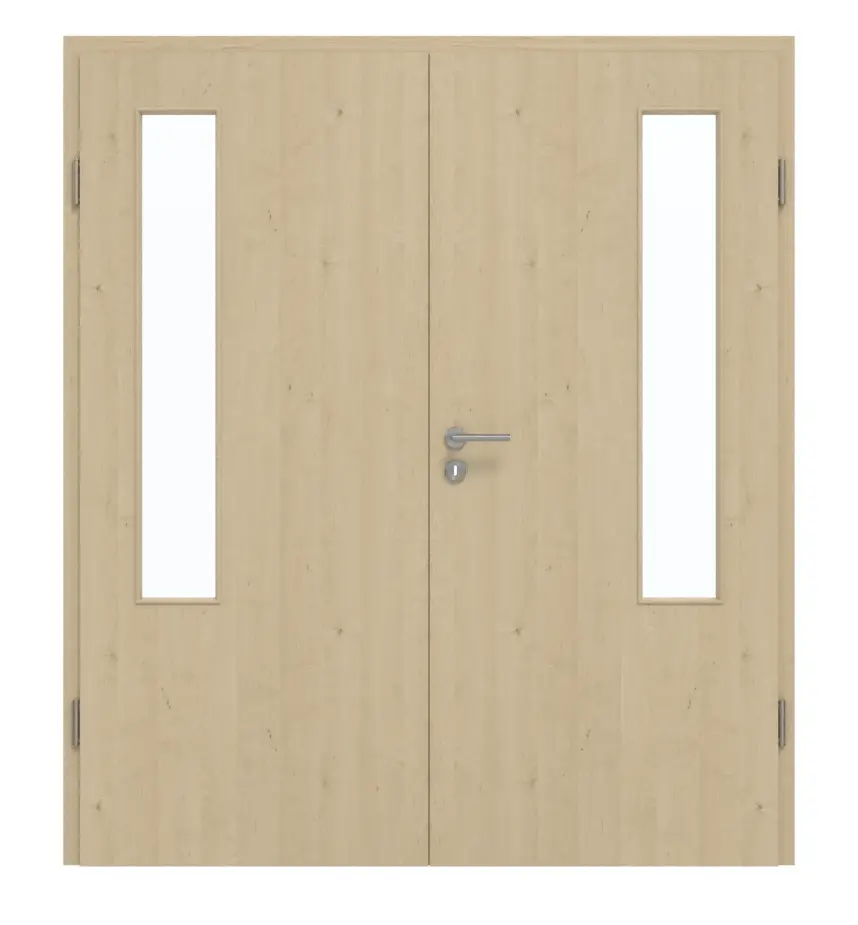 GARANT Drzwi dwuskrzydłowe wraz z ościeżnicą, naturalny klon GCK08 z przeszkleniem LA-5 po stronie zawiasów