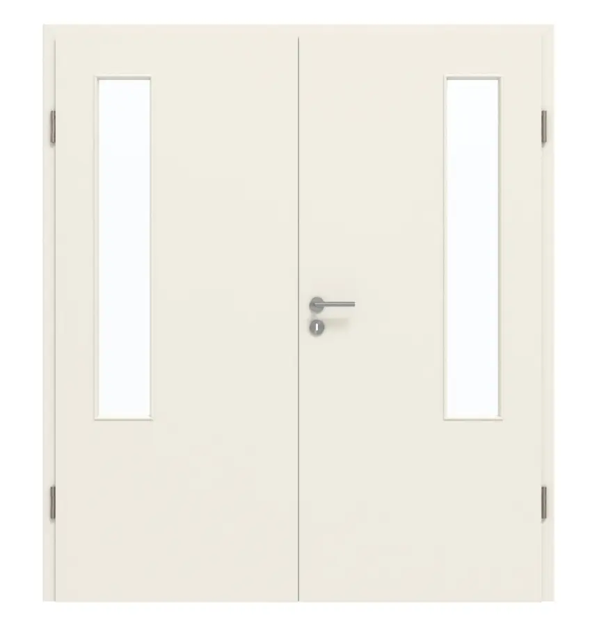 GARANT drzwi dwuskrzydłowe z ościeżnicą biały lakier 9010 CePaL z przeszkleniem LA-5 po stronie zawiasów