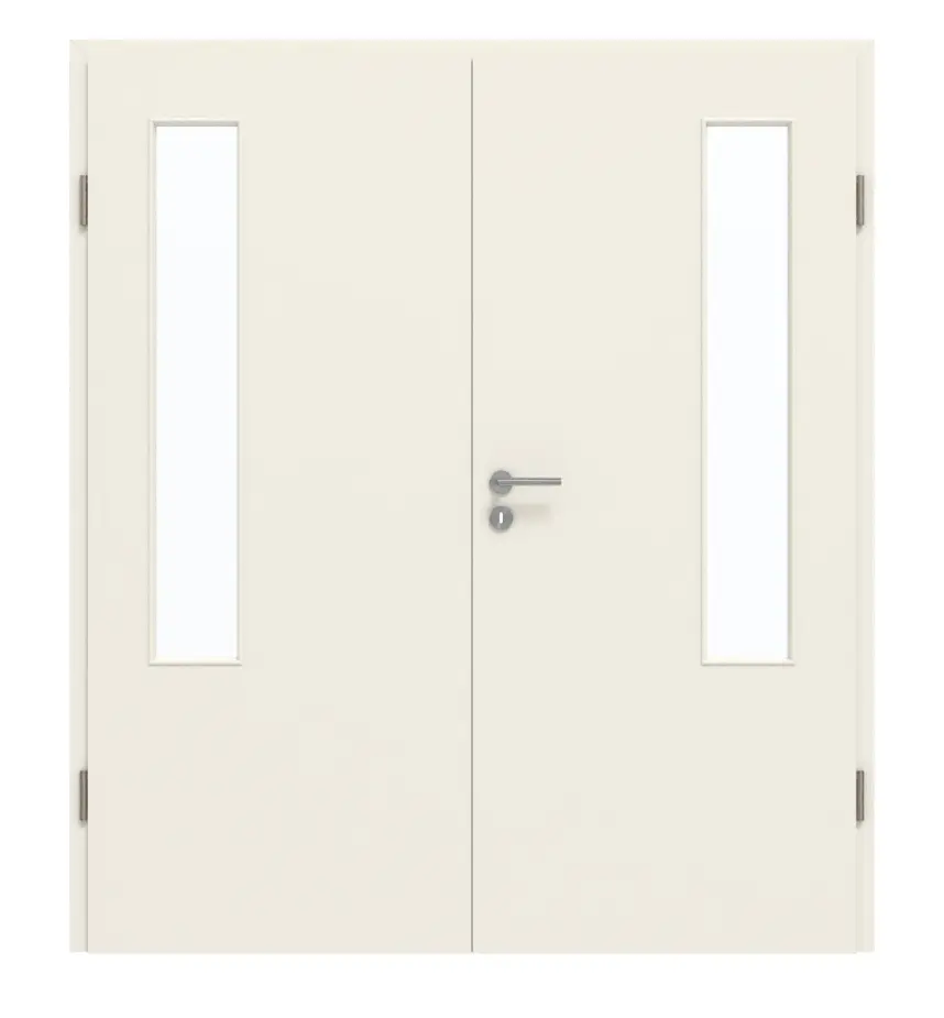 GARANT drzwi dwuskrzydłowe z ościeżnicą biały lakier 9010 GHK08 z przeszkleniem LA-5 po stronie zawiasów