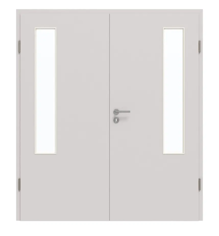 GARANT drzwi dwuskrzydłowe w tym ościeżnica U12188SD szary jasny GHK08 z przeszkleniem LA-5 po stronie zawiasów