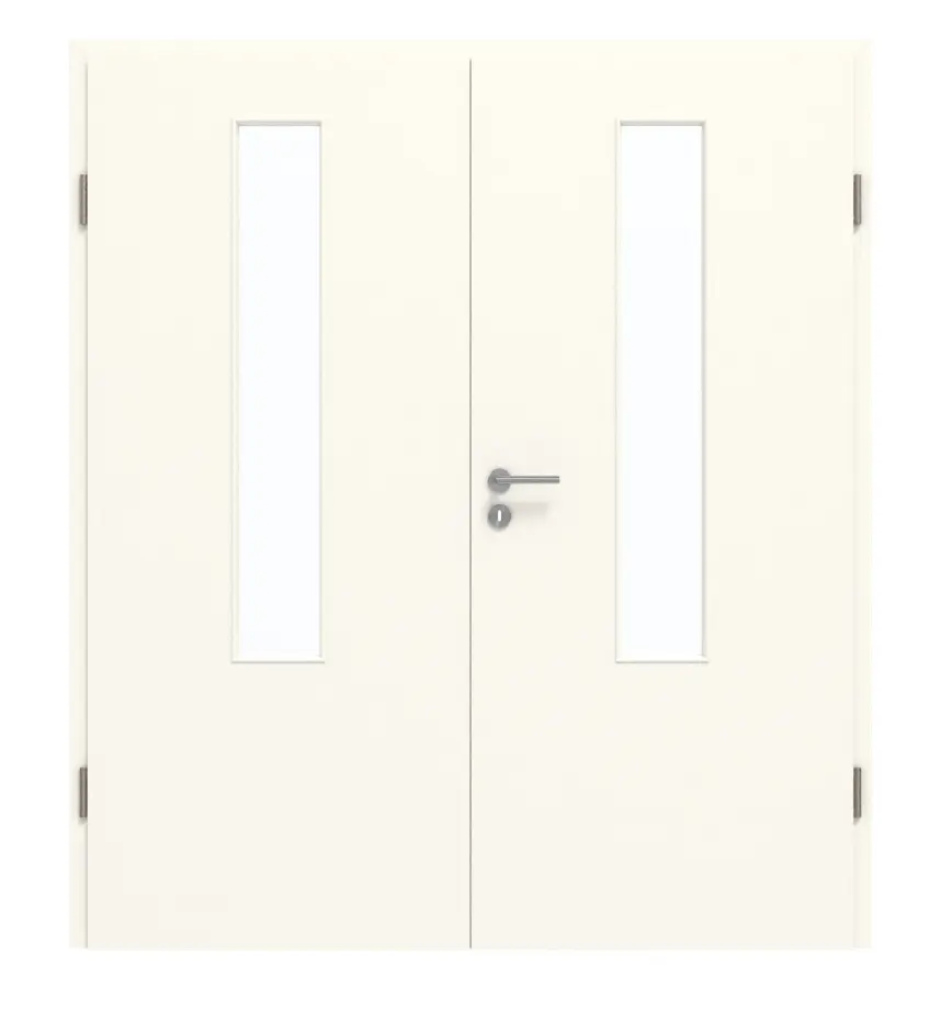 GARANT drzwi dwuskrzydłowe wraz z ościeżnicą 0105-60 Pearl White CePaL z przeszkleniem LA-5 na środku