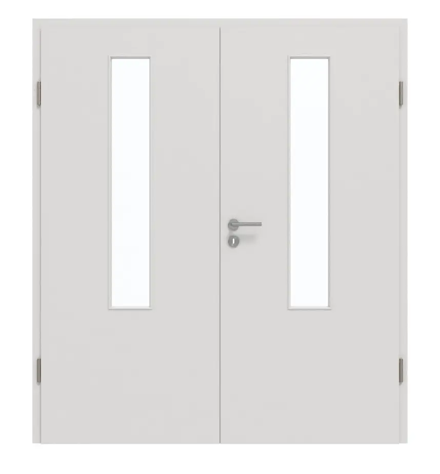 GARANT drzwi dwuskrzydłowe z ościeżnicą 0160-60 Silver Grey CePaL z przeszkleniem LA-5 na środku