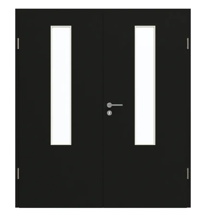 GARANT drzwi dwuskrzydłowe z ościeżnicą 0901-60 Black Resopal z przeszkleniem LA-5 na środku