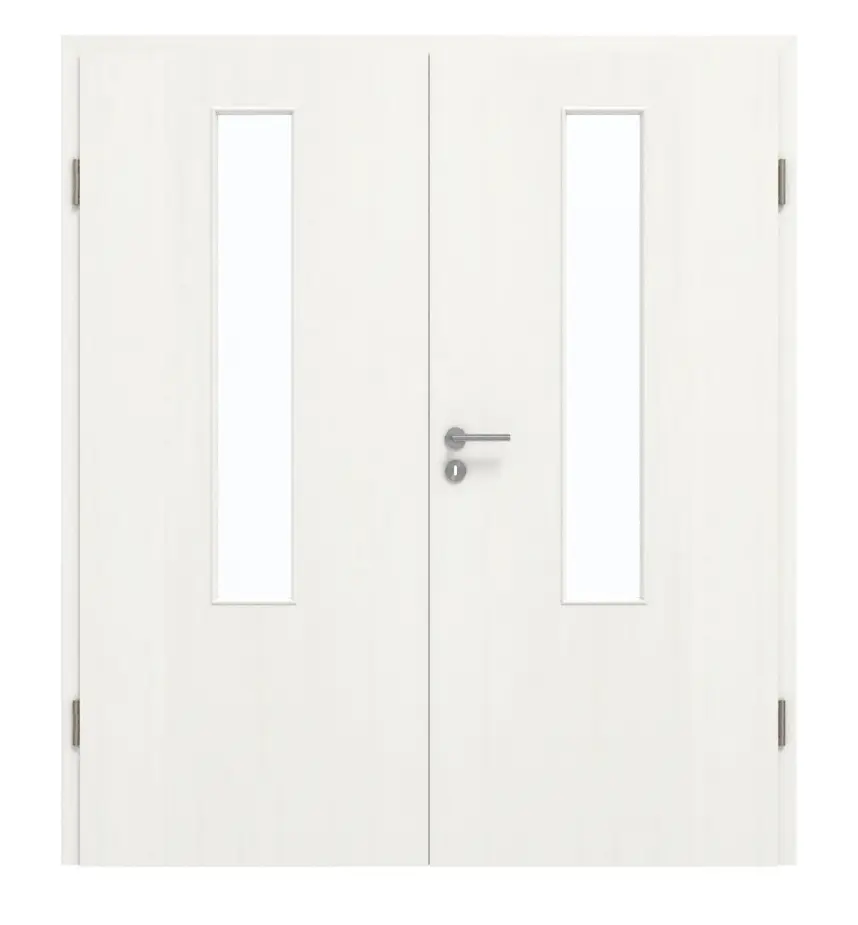 GARANT drzwi dwuskrzydłowe z ościeżnicą Authentic Bianco CePaL z przeszkleniem LA-5 na środku