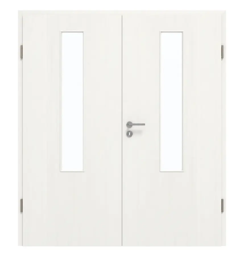 GARANT drzwi dwuskrzydłowe z ościeżnicą Authentic Bianco GCK08 z przeszkleniem LA-5 na środku