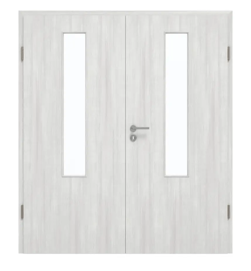 GARANT drzwi dwuskrzydłowe wraz z ościeżnicą Authentic Grigio GCK08 z przeszkleniem LA-5 na środku