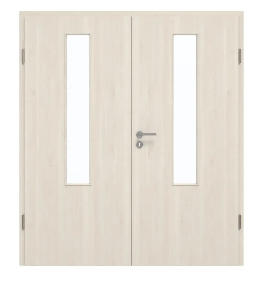 GARANT drzwi dwuskrzydłowe wraz z ościeżnicą Authentic perła GCK08 z przeszkleniem LA-5 na środku