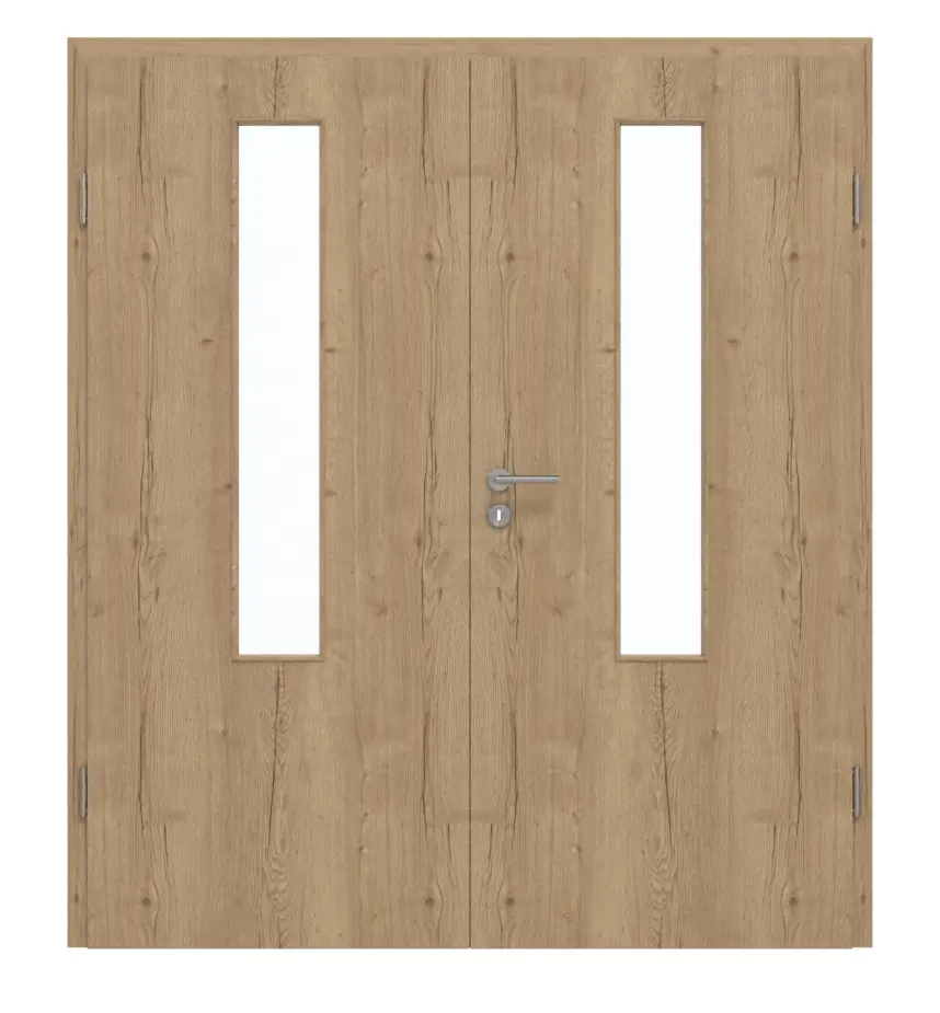 GARANT drzwi dwuskrzydłowe z ościeżnicą Authentic dąb szczelinowy CePaL z przeszkleniem LA-5 na środku