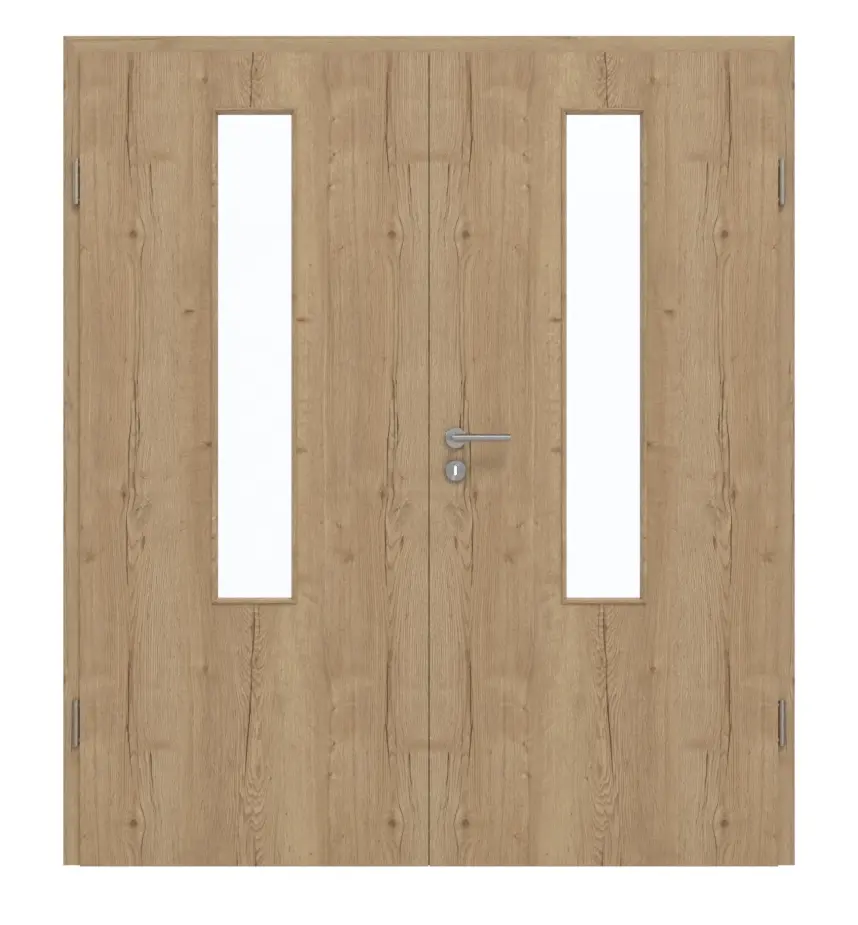 GARANT drzwi dwuskrzydłowe z ościeżnicą Authentic dąb szczelinowy GCK08 z przeszkleniem LA-5 na środku